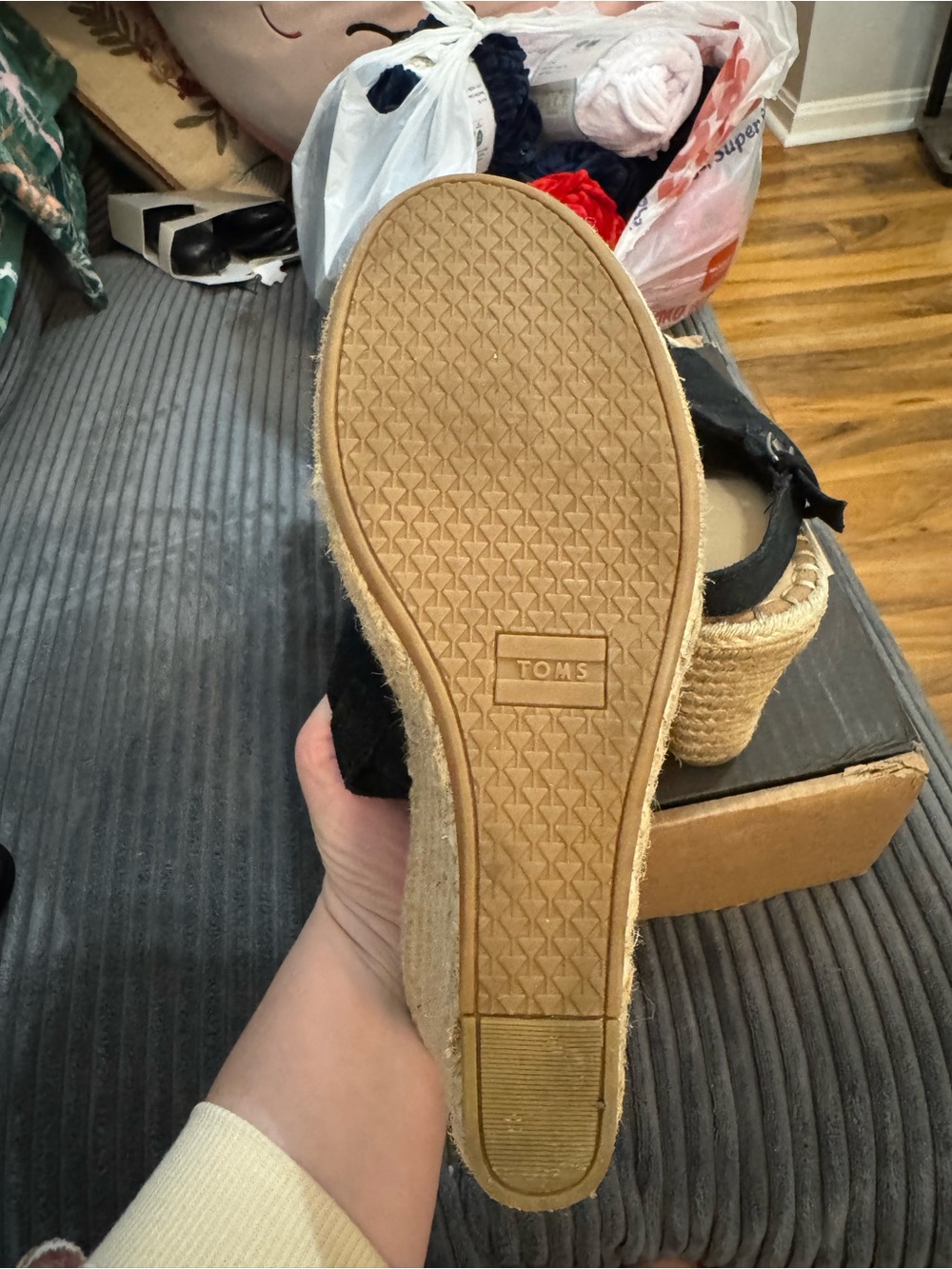 Toms Black Suede Open-Toe Espadrille Wedge Sandals - Women - Picture 5 of 5
